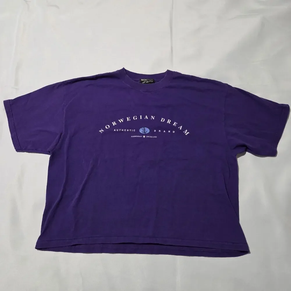 Vtg 90s Norwegian Dream Cruise Line T-Shirt XL Purple‎ Single Stitch Made in USA